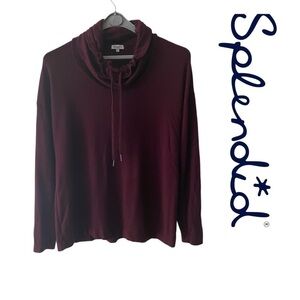 SPLENDID Cowl Neck Burgundy long Sleeve Sweater size S